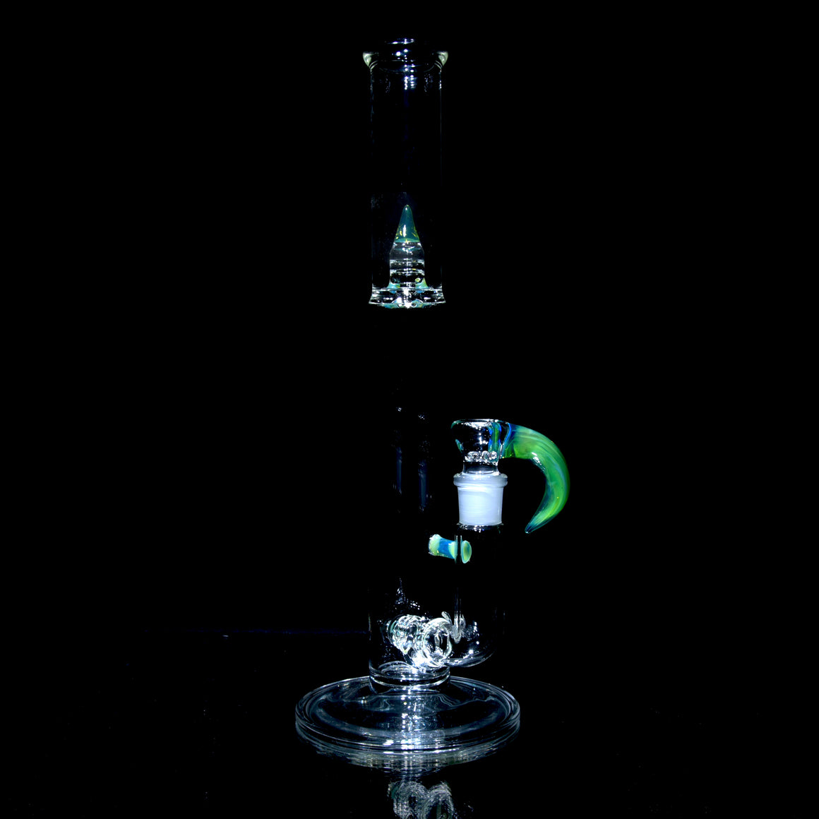 Accented Mini 360° Grid Stemline Double Bore Tube w/ 4-hole Horned Slide - Egyptian Green - 18mm Female