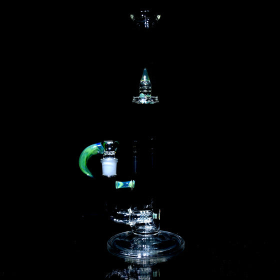 Accented Mini 360° Grid Stemline Double Bore Tube w/ 4-hole Horned Slide - Egyptian Green - 18mm Female
