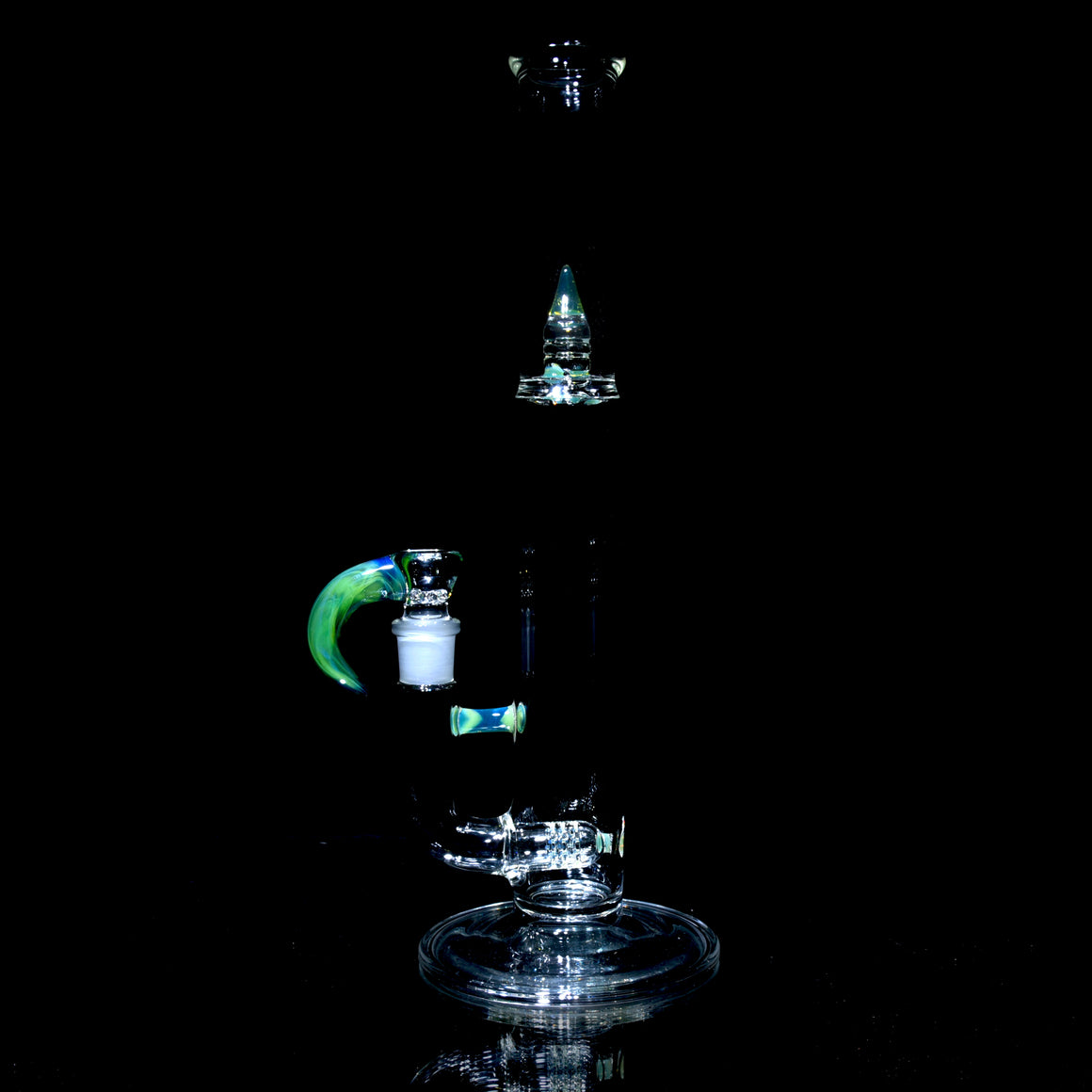 Accented Mini 360° Grid Stemline Double Bore Tube w/ 4-hole Horned Slide - Egyptian Green - 18mm Female