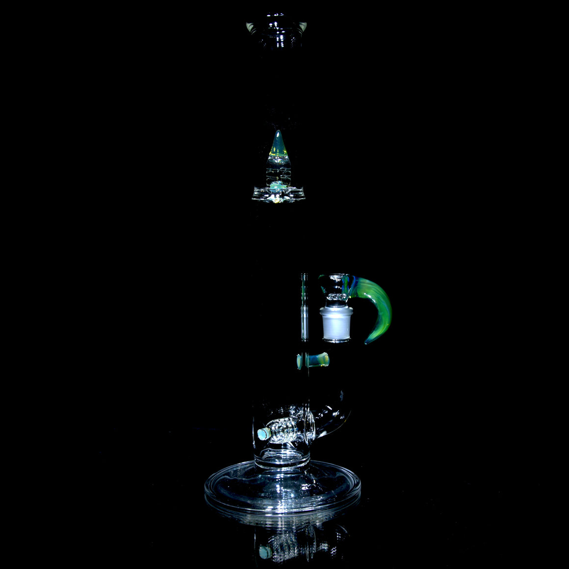 Accented Mini 360° Grid Stemline Double Bore Tube w/ 4-hole Horned Slide - Egyptian Green - 18mm Female