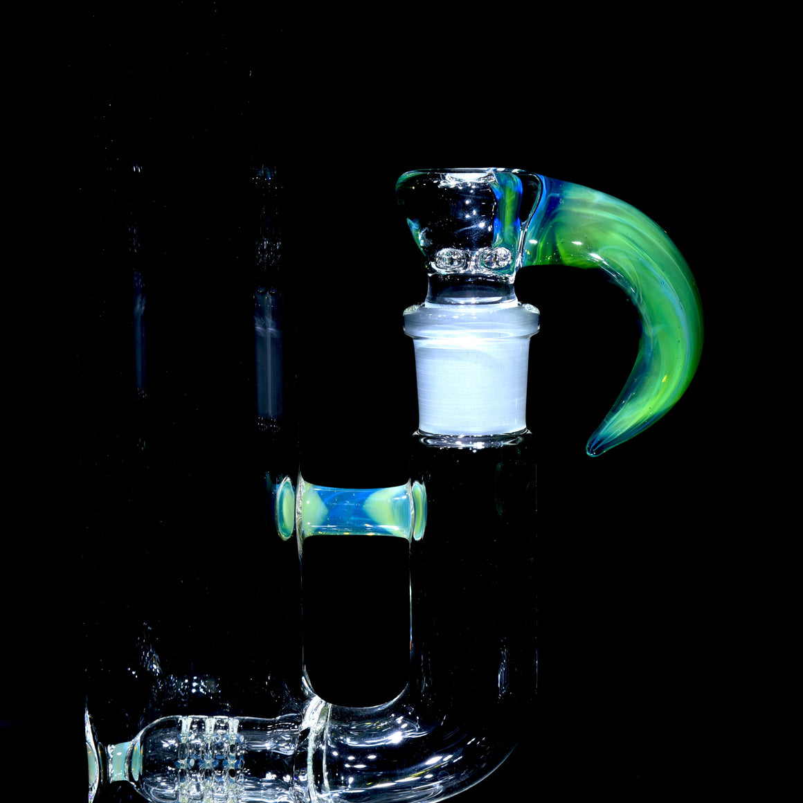 Accented Mini 360° Grid Stemline Double Bore Tube w/ 4-hole Horned Slide - Egyptian Green - 18mm Female