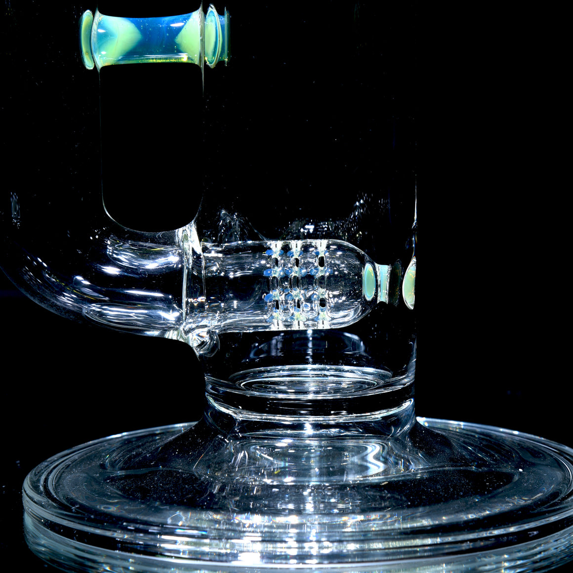 Accented Mini 360° Grid Stemline Double Bore Tube w/ 4-hole Horned Slide - Egyptian Green - 18mm Female