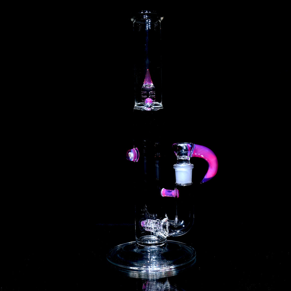 Accented Mini 3-line Double Bore Tube w/ 4-hole Horned Slide - Karmaline - 18mm Female