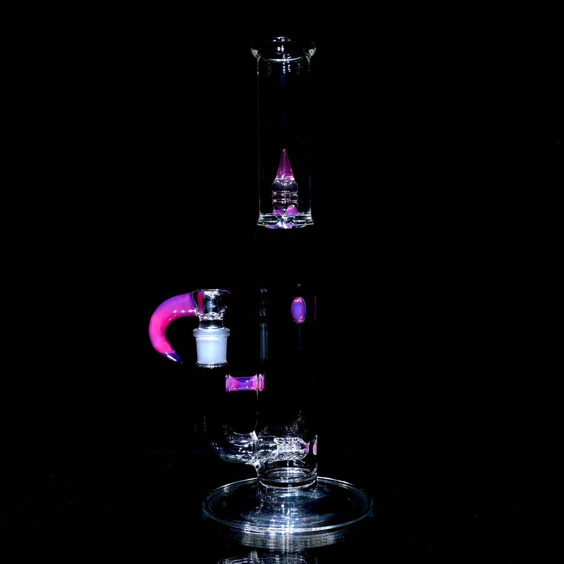 Accented Mini 3-line Double Bore Tube w/ 4-hole Horned Slide - Karmaline - 18mm Female