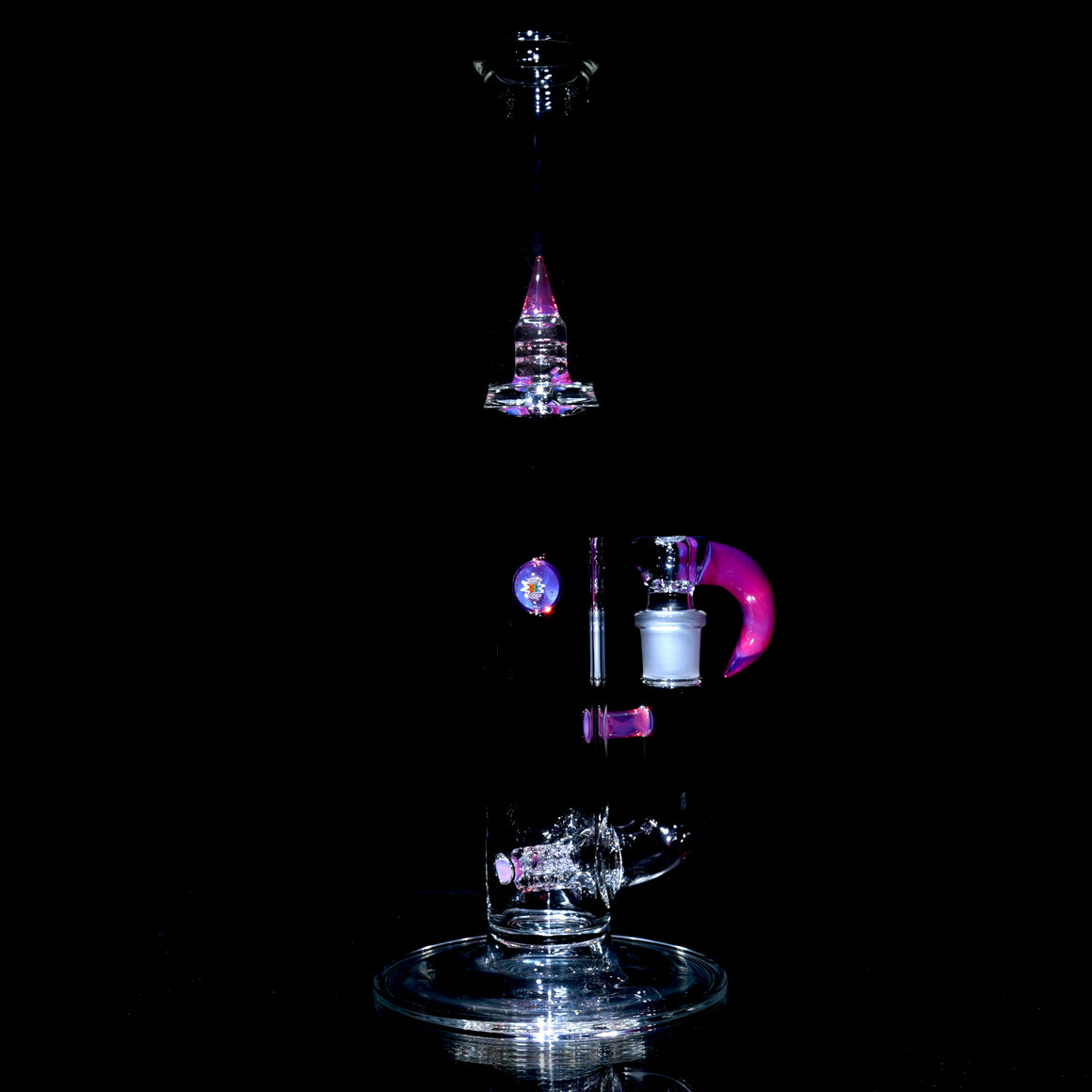 Accented Mini 3-line Double Bore Tube w/ 4-hole Horned Slide - Karmaline - 18mm Female