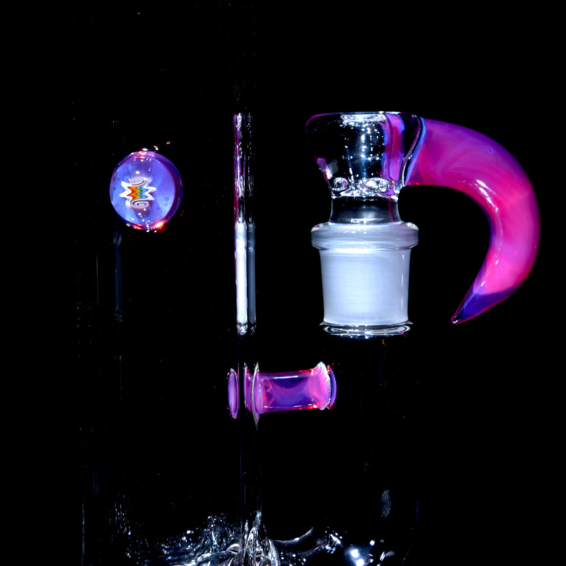 Accented Mini 3-line Double Bore Tube w/ 4-hole Horned Slide - Karmaline - 18mm Female