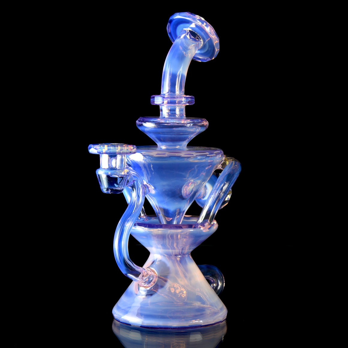 Full-size 144-Facet Two & Through Double-uptake Floating Recycler - CFL Serum over Moonstone - 10mm Female