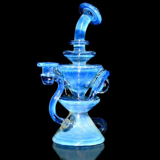 Full-size 144-Facet Two & Through Double-uptake Floating Recycler - CFL Serum over Moonstone - 10mm Female