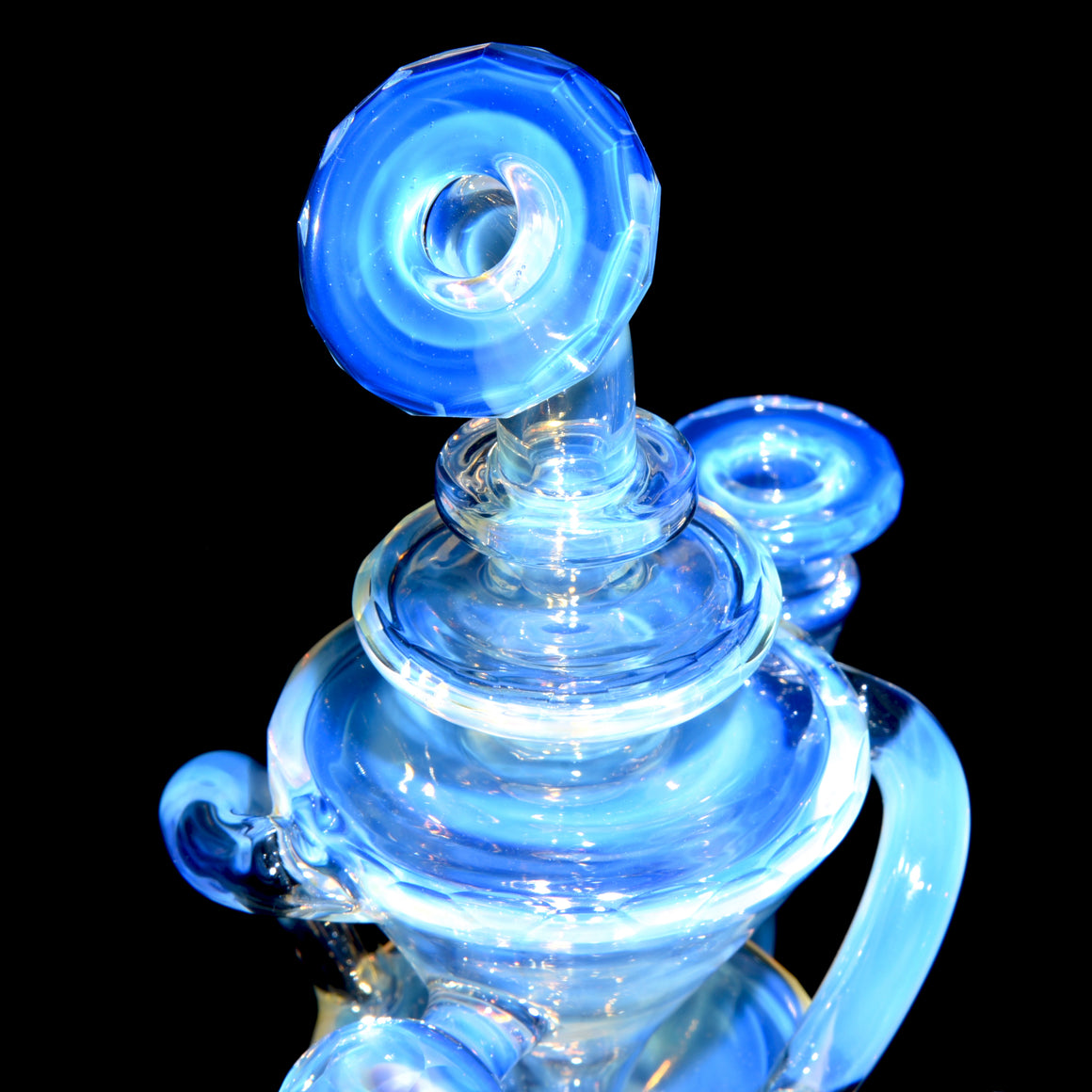 Full-size 144-Facet Two & Through Double-uptake Floating Recycler - CFL Serum over Moonstone - 10mm Female