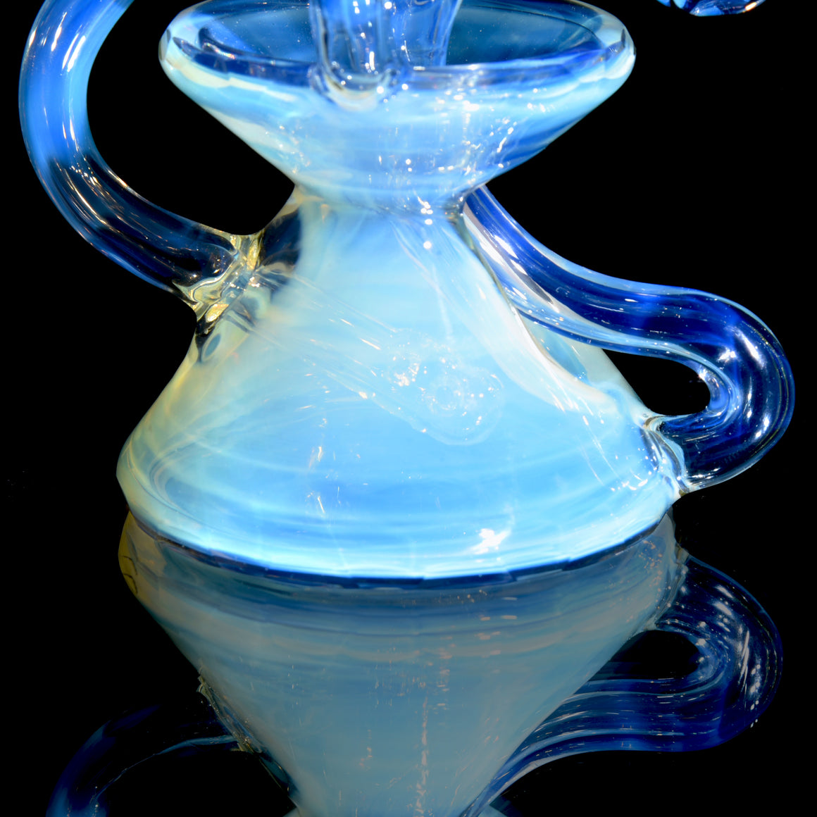 Full-size 144-Facet Two & Through Double-uptake Floating Recycler - CFL Serum over Moonstone - 10mm Female