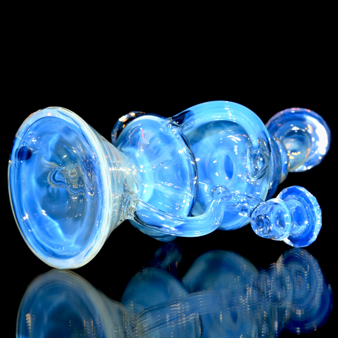 Full-size 144-Facet Two & Through Double-uptake Floating Recycler - CFL Serum over Moonstone - 10mm Female