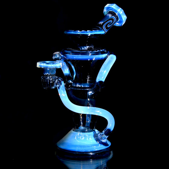 Full-size Worked & Faceted Triple Stack Double-uptake Klein Recycler - Moonstone/Neutronium - 10mm Female