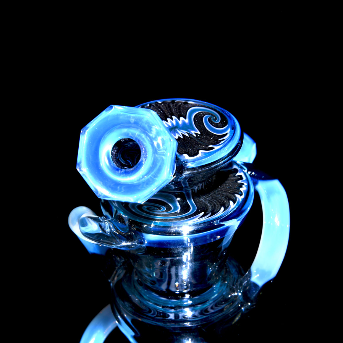 Full-size Worked & Faceted Triple Stack Double-uptake Klein Recycler - Moonstone/Neutronium - 10mm Female