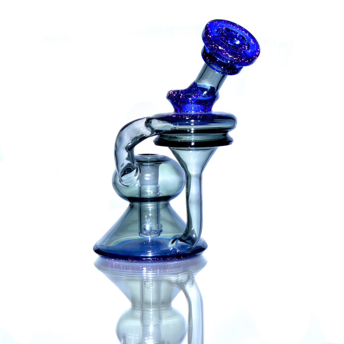 Single-uptake Dewaar Recycler - Fire Dichro Cobalt/Gray - 10mm Female