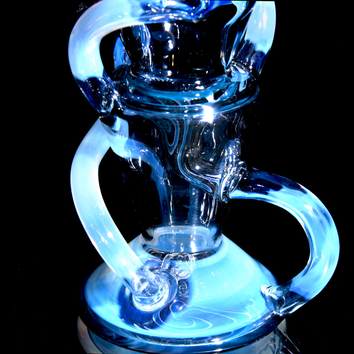 Full-size Worked & Faceted Triple Stack Double-uptake Klein Recycler - Moonstone/Neutronium - 10mm Female