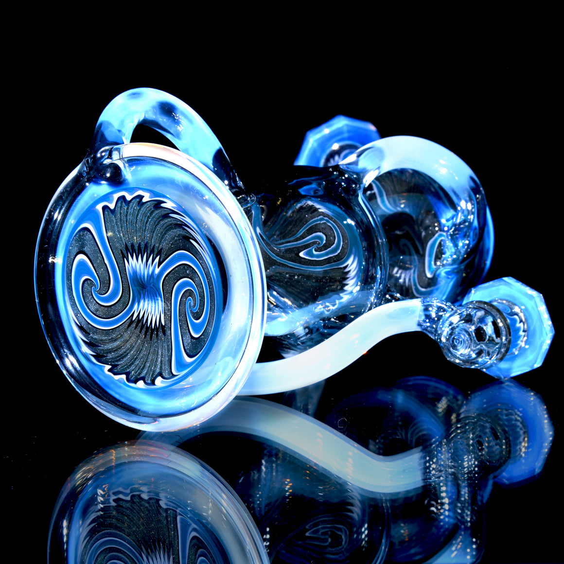 Full-size Worked & Faceted Triple Stack Double-uptake Klein Recycler - Moonstone/Neutronium - 10mm Female