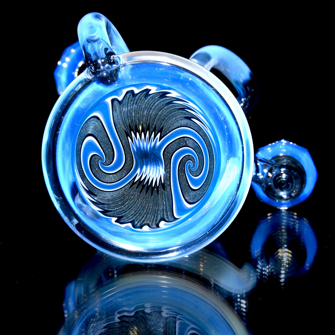Full-size Worked & Faceted Triple Stack Double-uptake Klein Recycler - Moonstone/Neutronium - 10mm Female