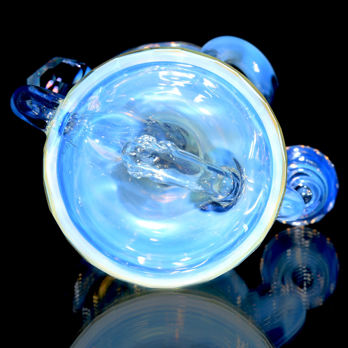 Full-size 144-Facet Two & Through Double-uptake Floating Recycler - CFL Serum over Moonstone - 10mm Female