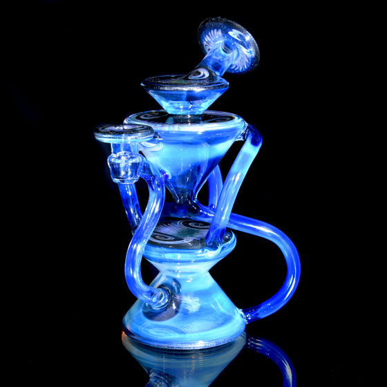 Full-size Worked Triple Double Floating Recycler - Moonstone/Sonic - 10mm Female