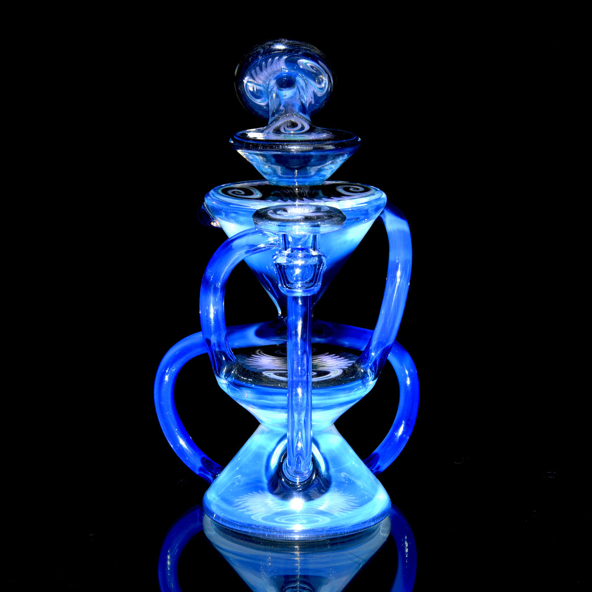 Full-size Worked Triple Double Floating Recycler - Moonstone/Sonic - 10mm Female