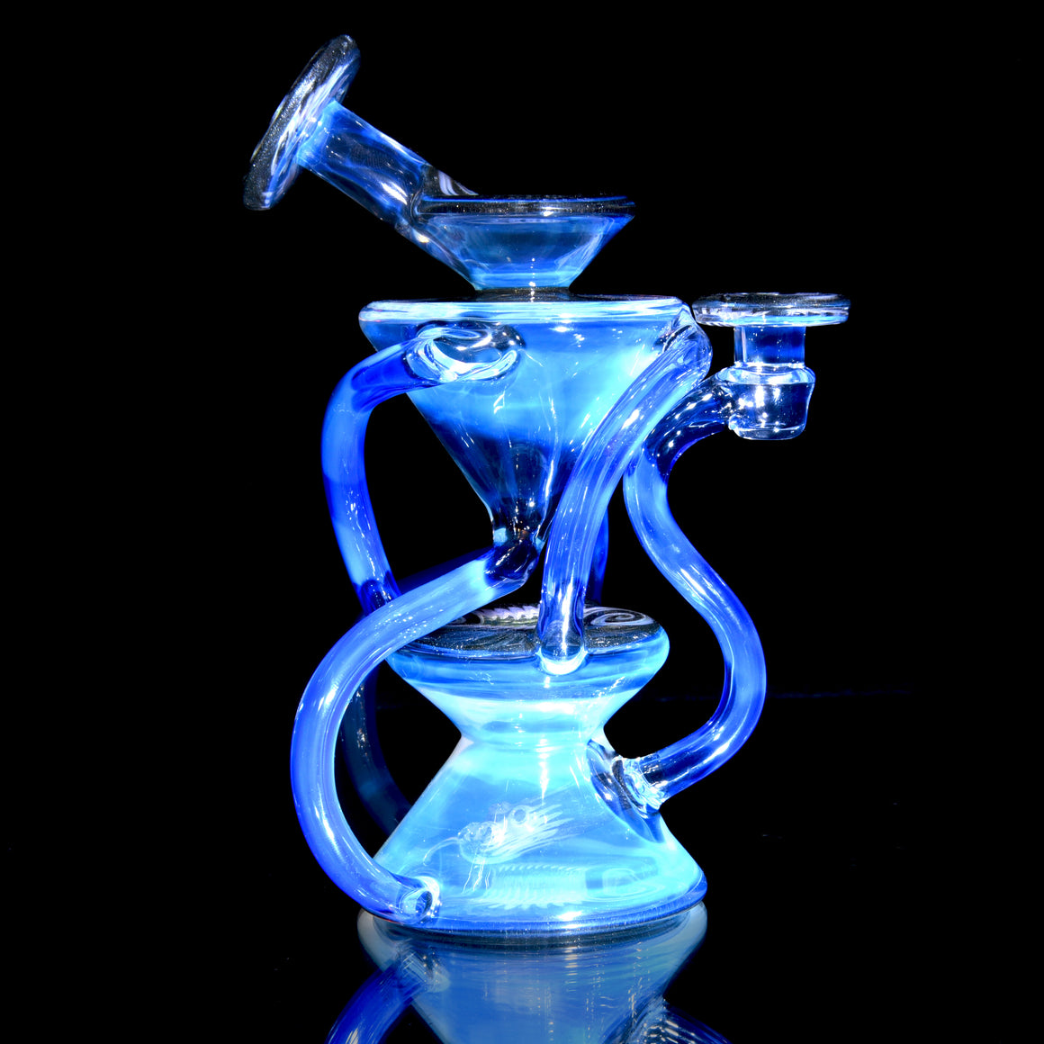 Full-size Worked Triple Double Floating Recycler - Moonstone/Sonic - 10mm Female