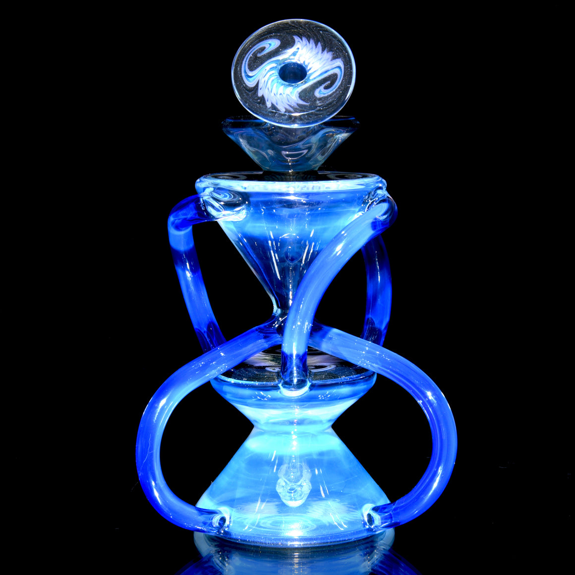 Full-size Worked Triple Double Floating Recycler - Moonstone/Sonic - 10mm Female