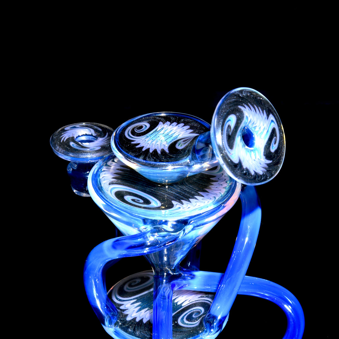 Full-size Worked Triple Double Floating Recycler - Moonstone/Sonic - 10mm Female