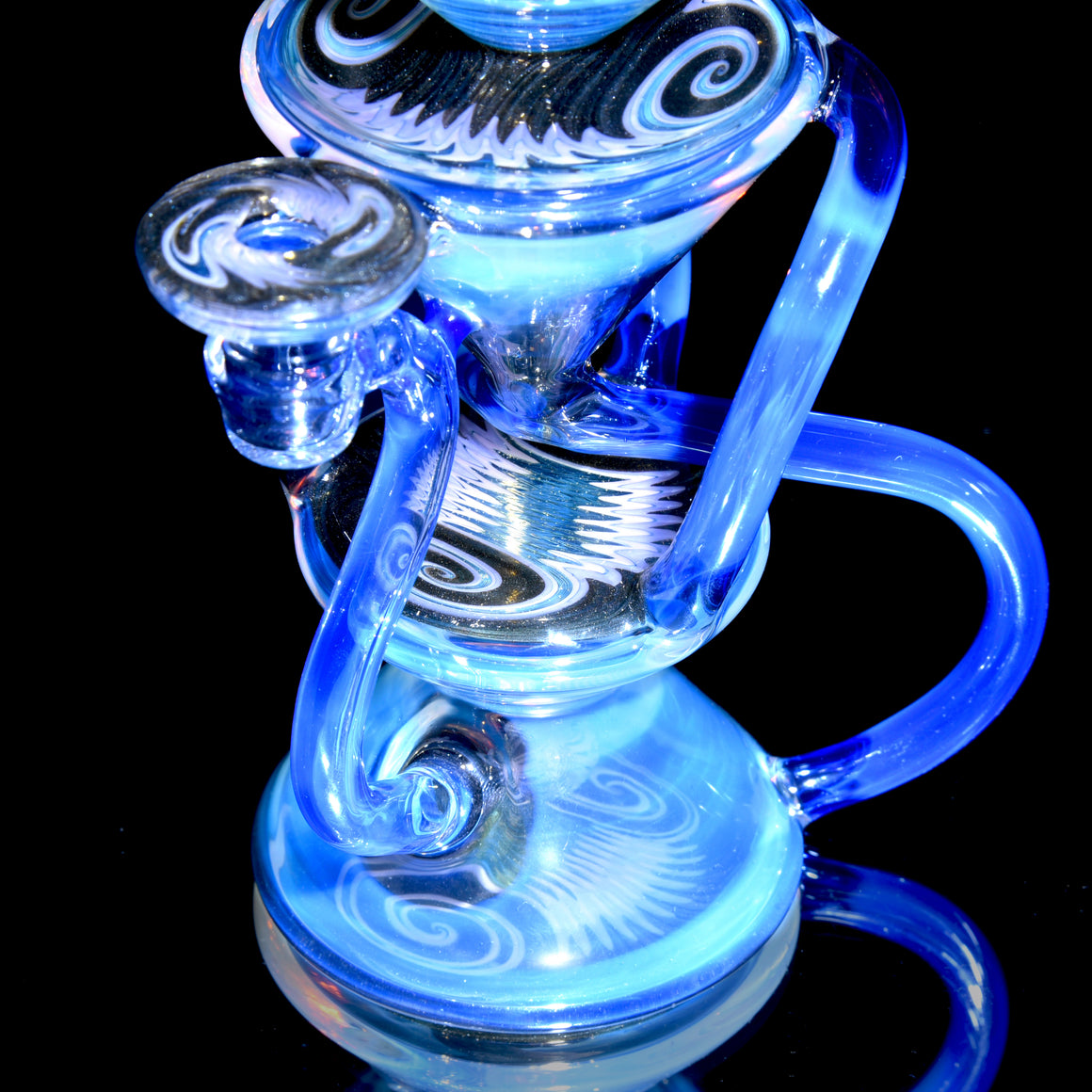 Full-size Worked Triple Double Floating Recycler - Moonstone/Sonic - 10mm Female