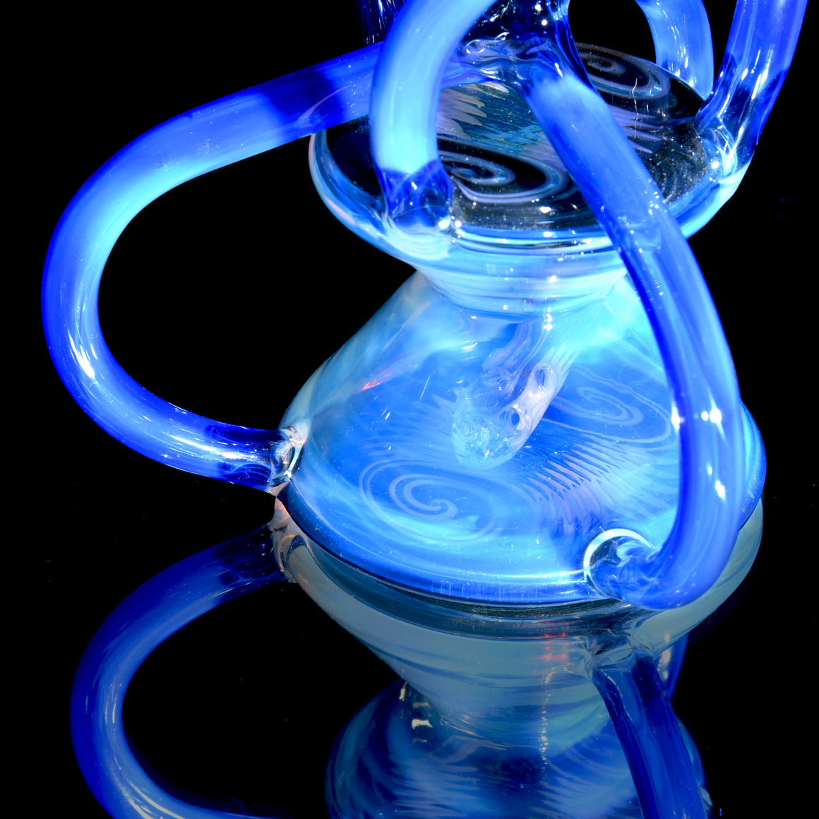 Full-size Worked Triple Double Floating Recycler - Moonstone/Sonic - 10mm Female