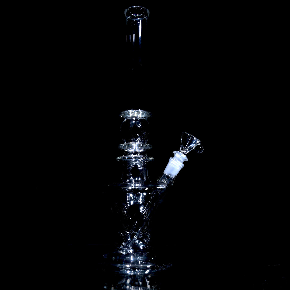 Removable Gridded Stemline Downstem Flower Tube w/ Martini Slide - Clear - 14mm Female