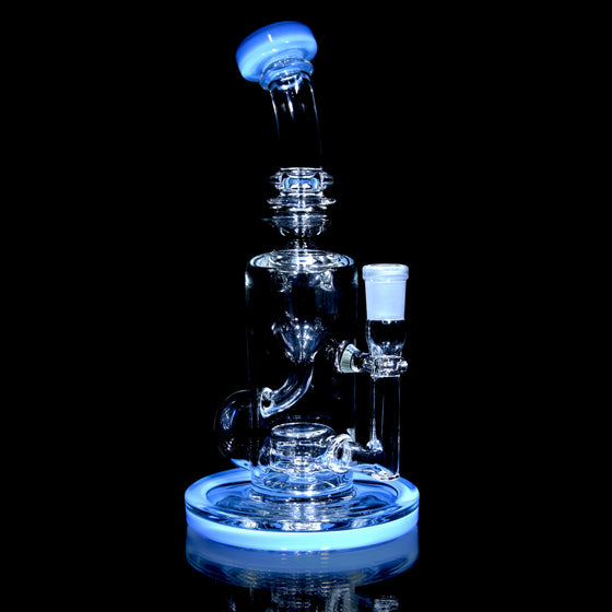 Accented Mini Narrow Can Double-uptake Klein Recycler - Periwinkle - 14mm Female