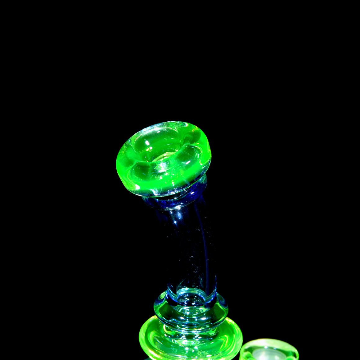UV Reactive Full-color Mini Narrow Can Double-uptake Tornada Recycler - Citrine/Cobalt - 14mm Female