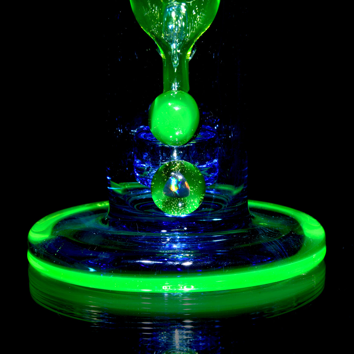 UV Reactive Full-color Mini Narrow Can Double-uptake Tornada Recycler - Citrine/Cobalt - 14mm Female