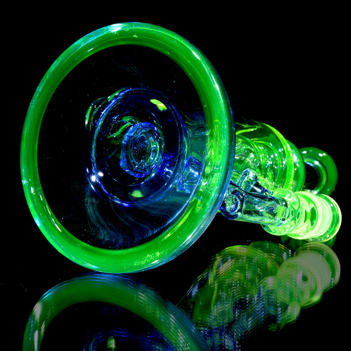 UV Reactive Full-color Mini Narrow Can Double-uptake Tornada Recycler - Citrine/Cobalt - 14mm Female