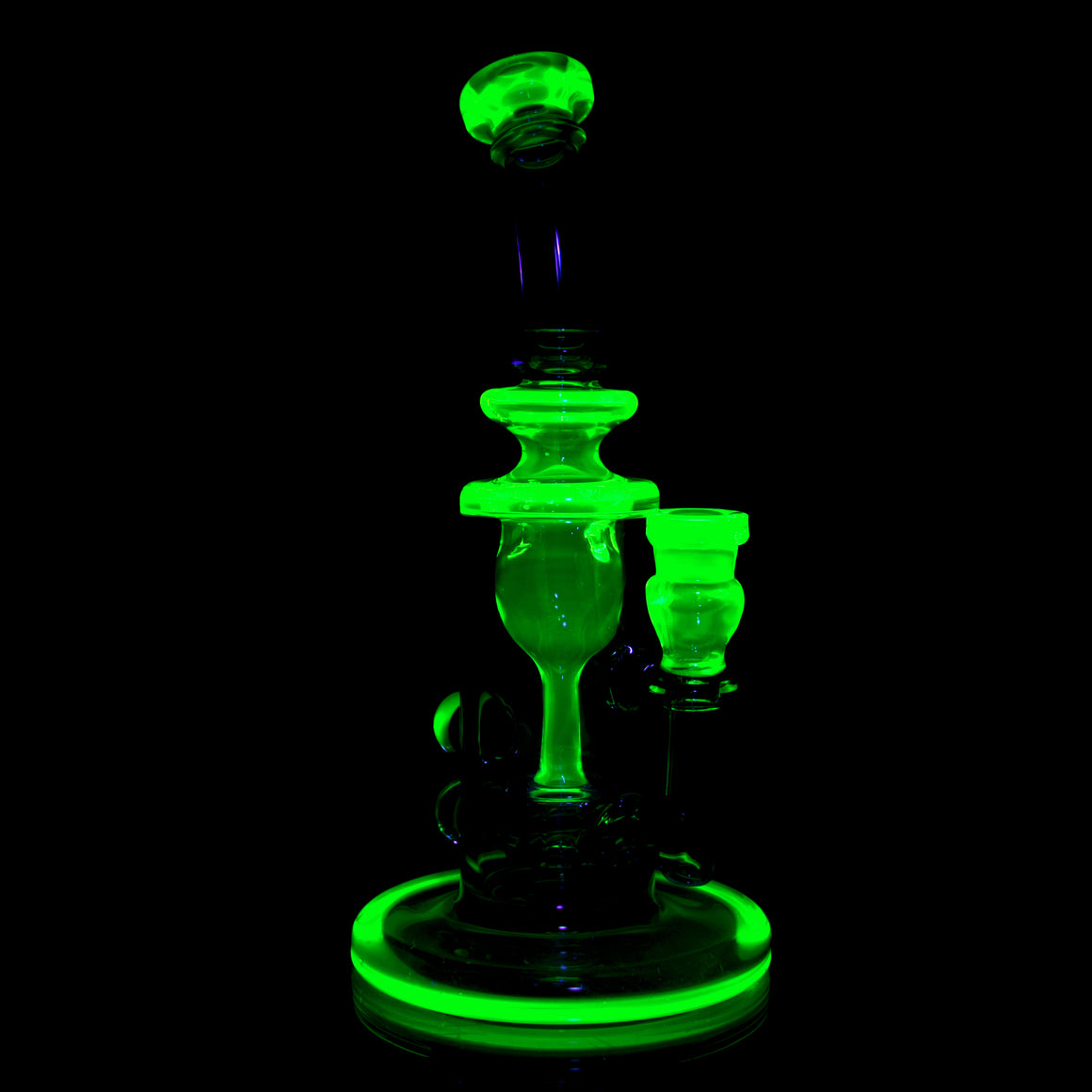 UV Reactive Full-color Mini Narrow Can Double-uptake Tornada Recycler - Citrine/Cobalt - 14mm Female