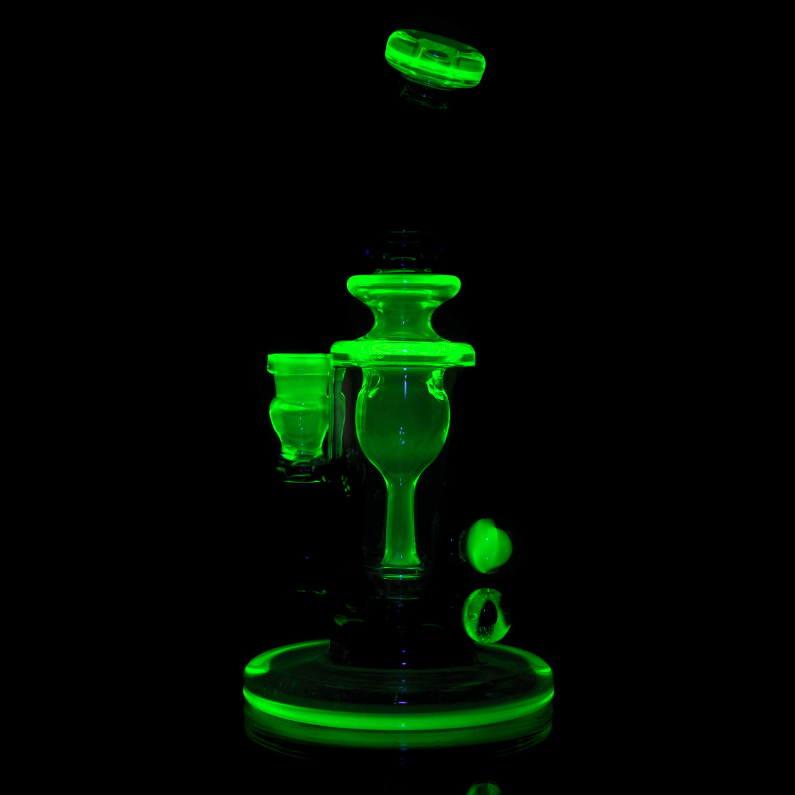 UV Reactive Full-color Mini Narrow Can Double-uptake Tornada Recycler - Citrine/Cobalt - 14mm Female