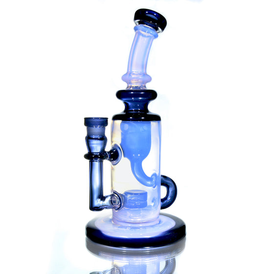 Full-color Mini Narrow Can Double-uptake Klein Recycler - Dark Amethyst/Pink Jade - 14mm Female