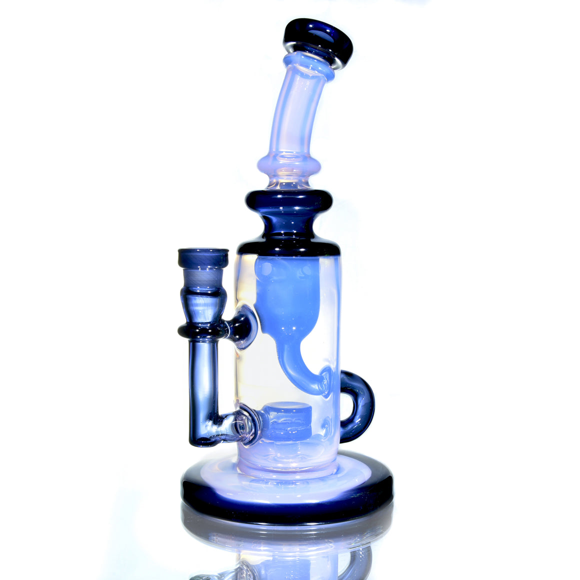 Full-color Mini Narrow Can Double-uptake Klein Recycler - Dark Amethyst/Pink Jade - 14mm Female