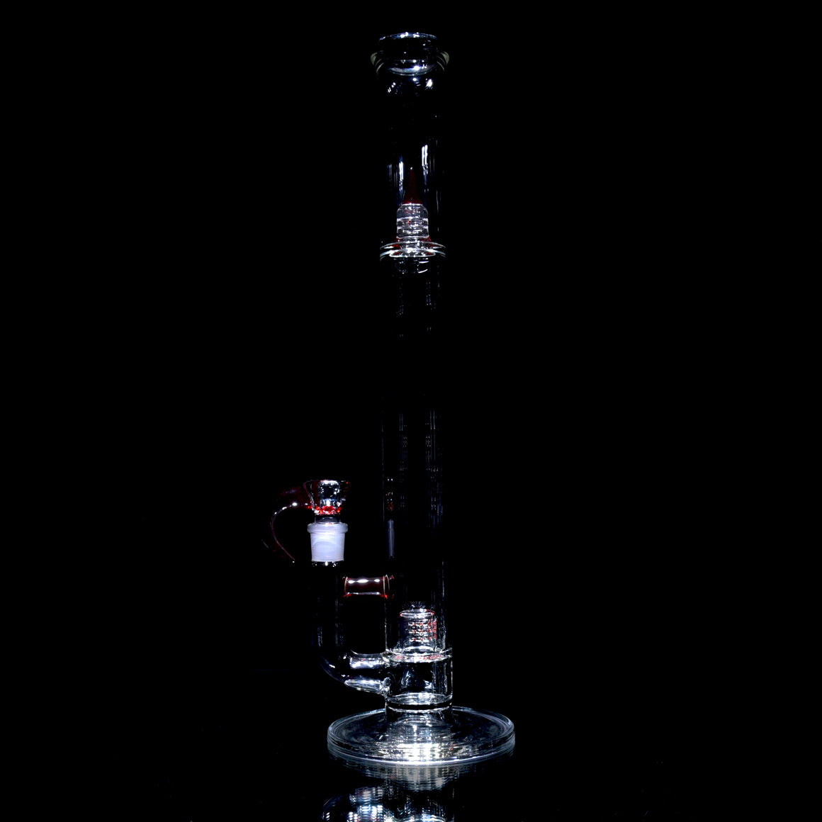 Accented 44mm Grid Cap Straight Tube w/ 4-hole Horned Slide - Pomegranate - 18mm Female