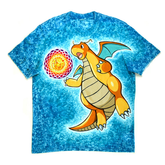 XL - Hand & Tie-dyed T-Shirt - Pokémon Dragonite