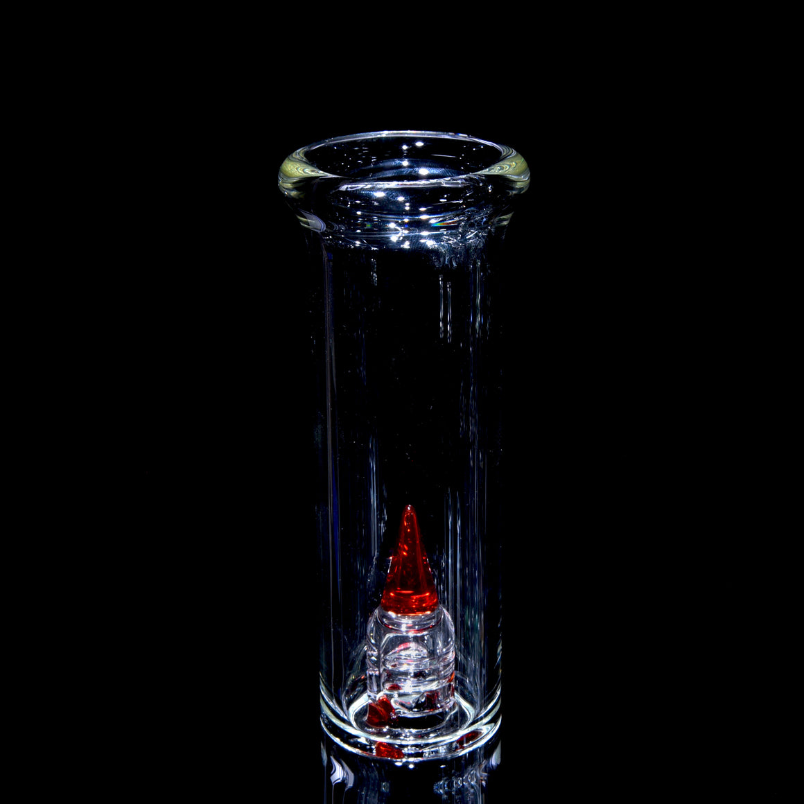 Accented 44mm Grid Cap Straight Tube w/ 4-hole Horned Slide - Pomegranate - 18mm Female