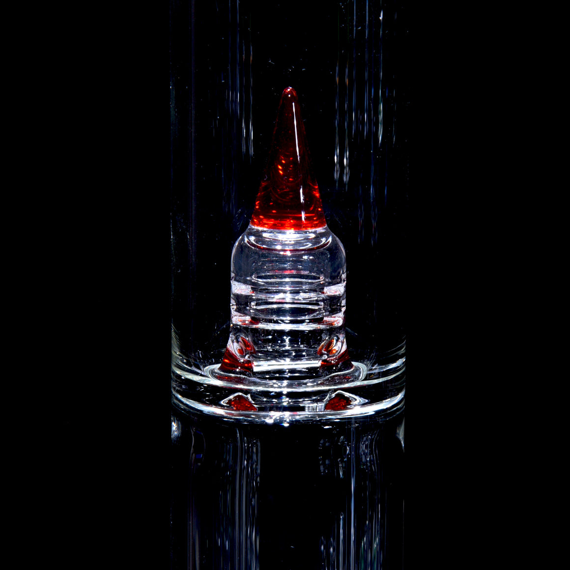 Accented 44mm Grid Cap Straight Tube w/ 4-hole Horned Slide - Pomegranate - 18mm Female