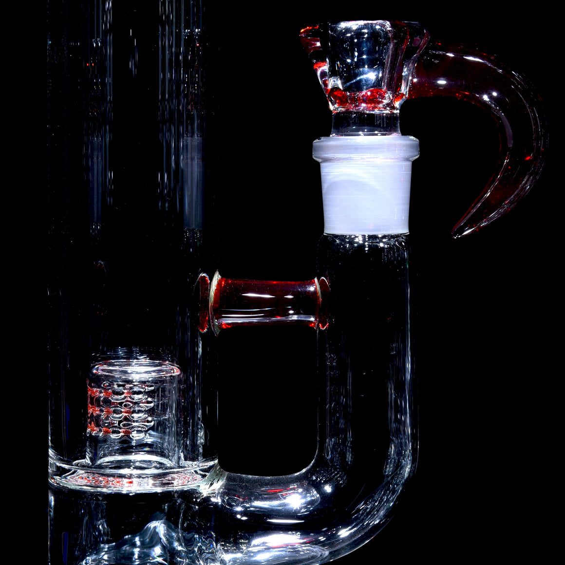 Accented 44mm Grid Cap Straight Tube w/ 4-hole Horned Slide - Pomegranate - 18mm Female