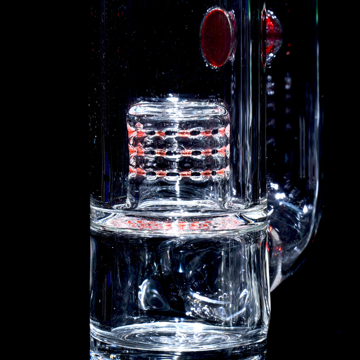 Accented 44mm Grid Cap Straight Tube w/ 4-hole Horned Slide - Pomegranate - 18mm Female