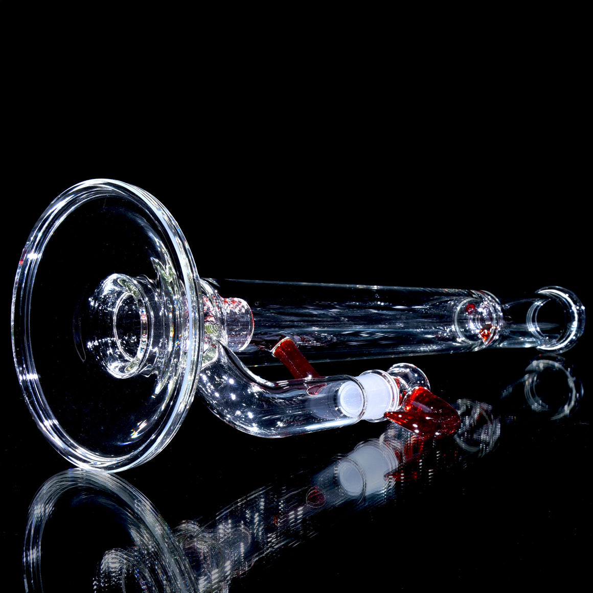 Accented 44mm Grid Cap Straight Tube w/ 4-hole Horned Slide - Pomegranate - 18mm Female