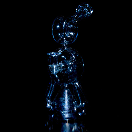 Full-color Double Drain Donut Recycler - Blue Stardust - 10mm Female