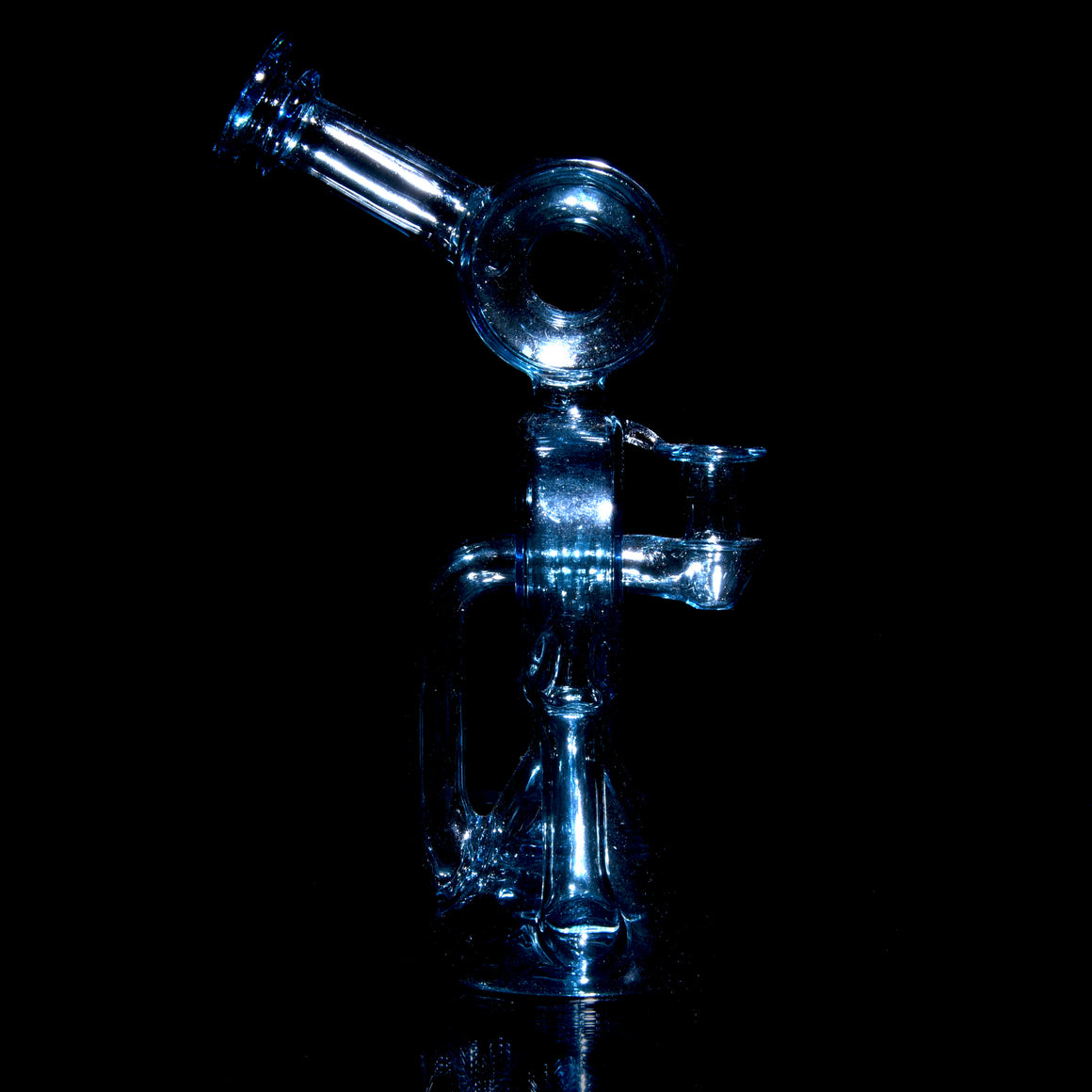 Full-color Double Drain Donut Recycler - Blue Stardust - 10mm Female