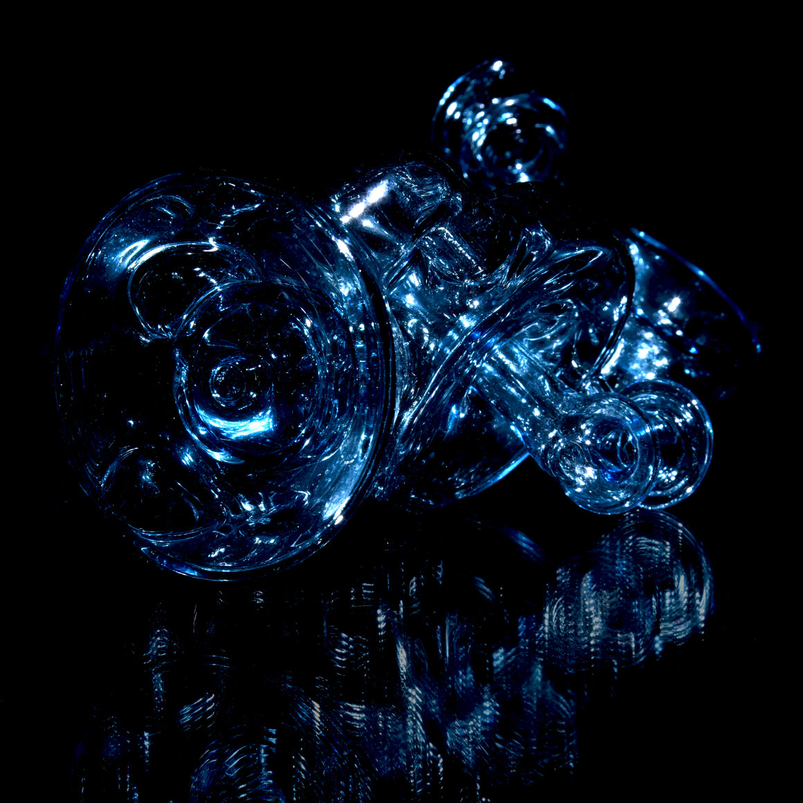 Full-color Double Drain Donut Recycler - Blue Stardust - 10mm Female