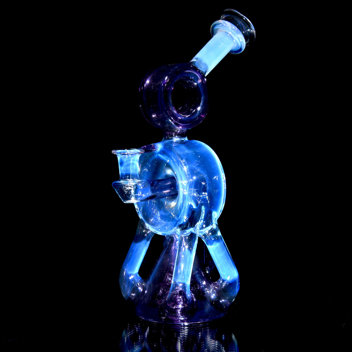 Full-color Quad Drain Donut Recycler/Cap Set - Moonstone/Transparent Wildberry - 10mm Female