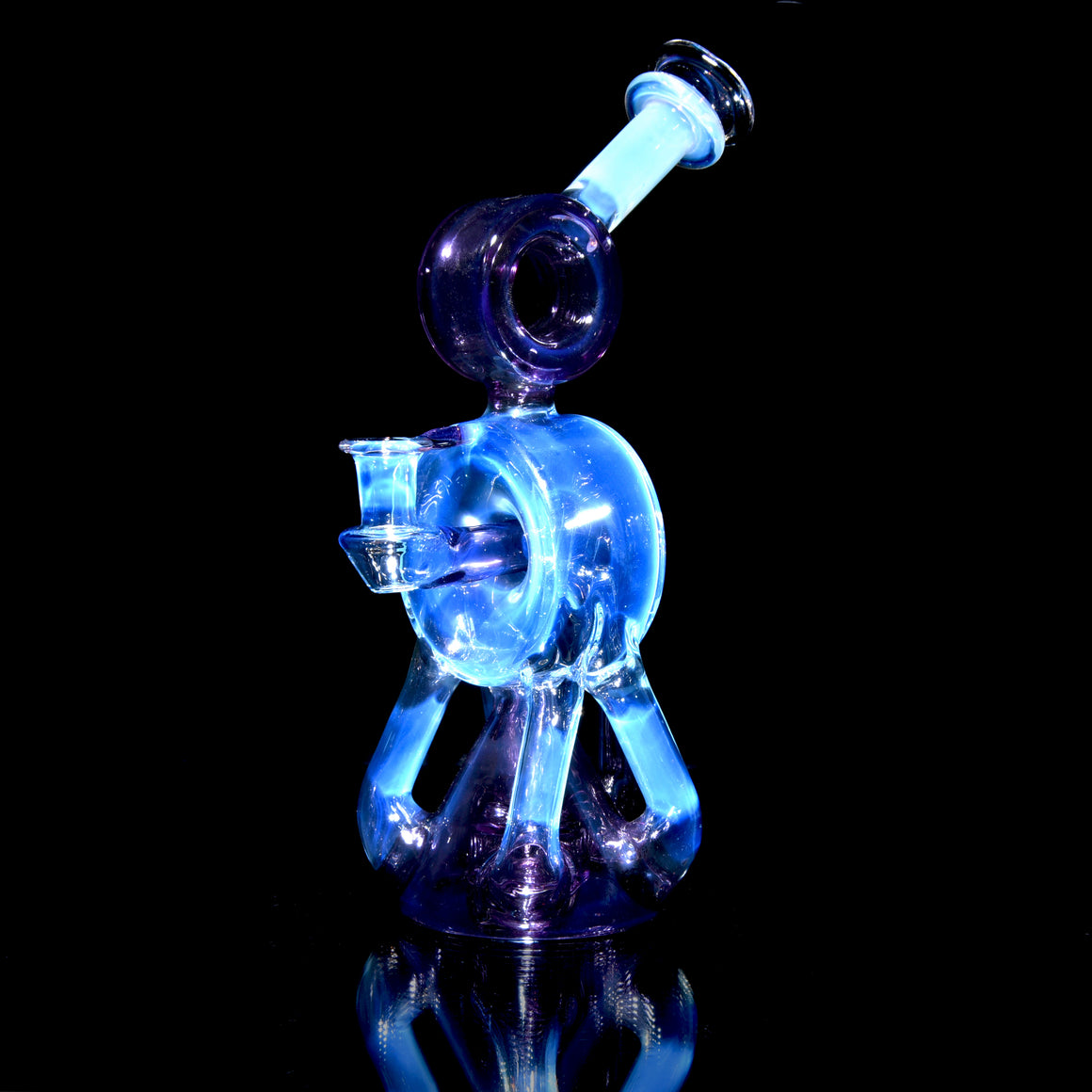 Full-color Quad Drain Donut Recycler/Cap Set - Moonstone/Transparent Wildberry - 10mm Female